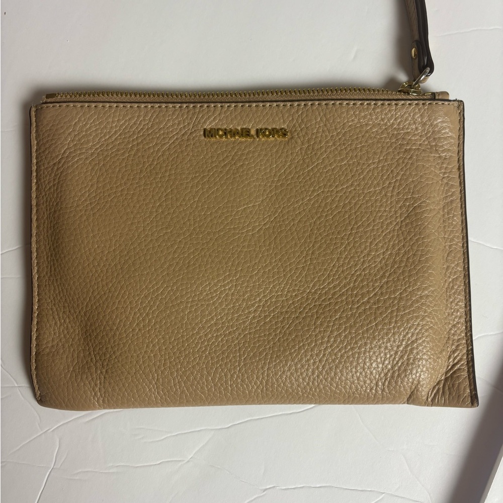 Michael Kors Metallic Gold Leather Clutch